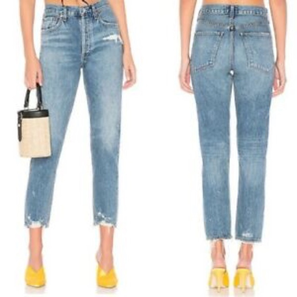 AGolde Jamie High Rise Button Fly Jeans,